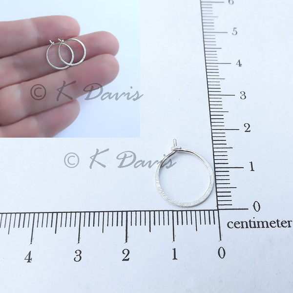 Sterling Silver Hoop Earrings Small, Brushed Finish