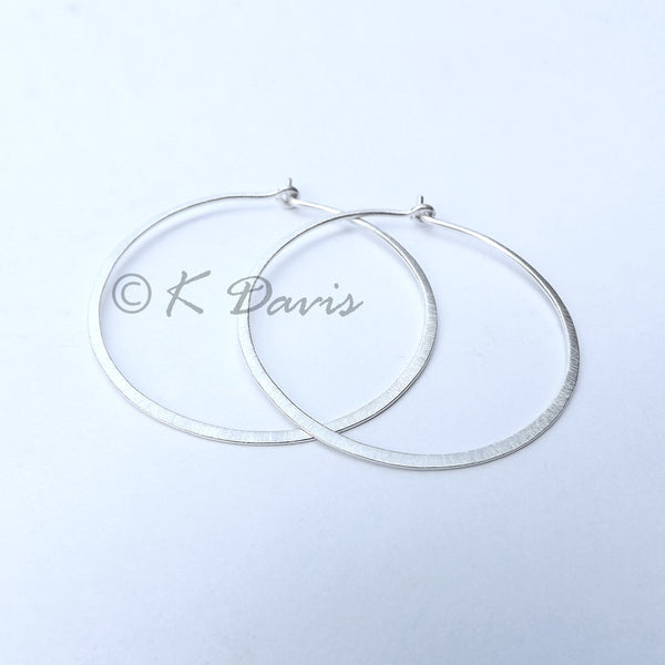 Brushed silver hoop earrings Clearance