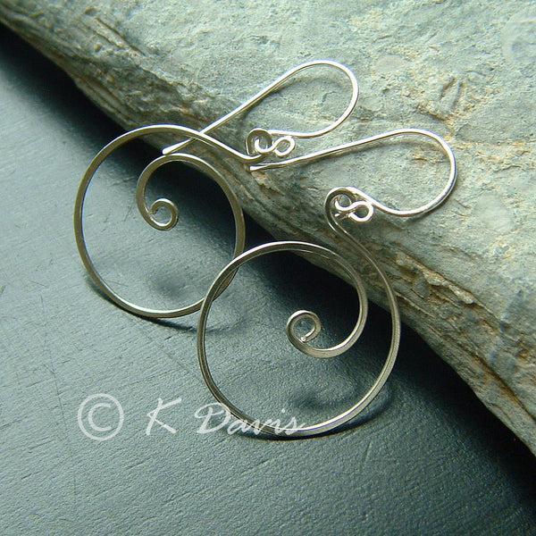 silver spiral dangle earrings