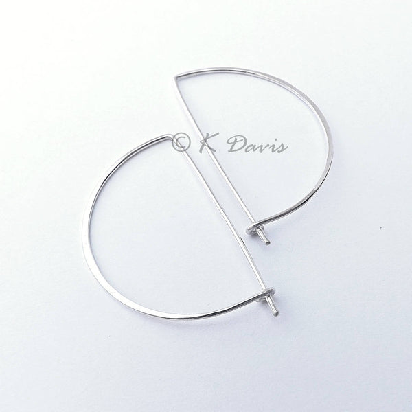 silver half round hoop earrings