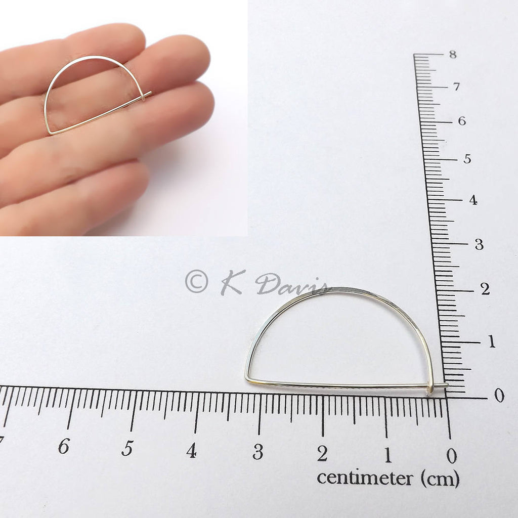 Sterling Silver Half Round Hoop Earrings, Half Moon – kdavisstudios