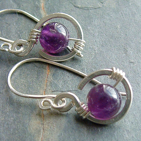 Amethyst Coil Earrings, Small