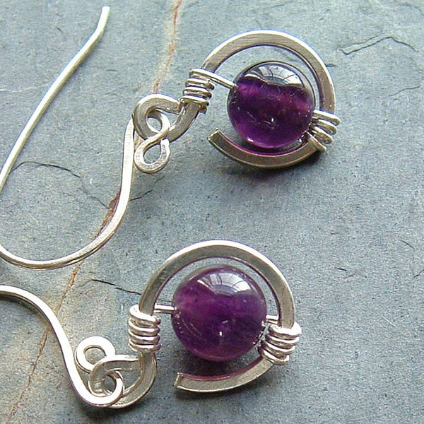 Amethyst Coil Earrings, Small