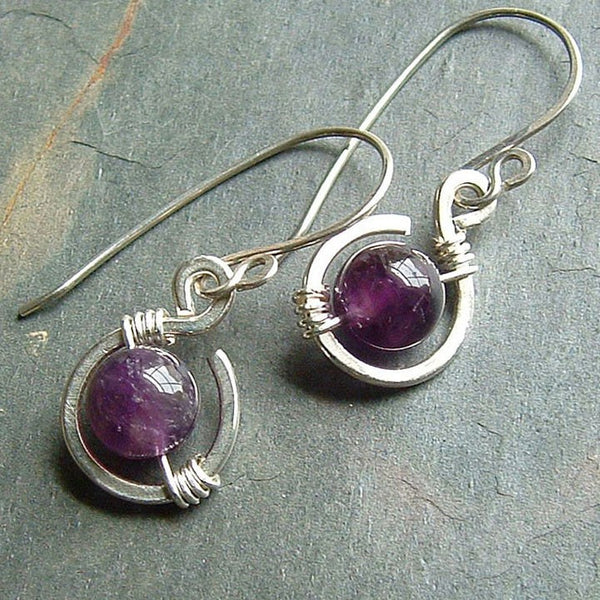 Amethyst Coil Earrings, Small