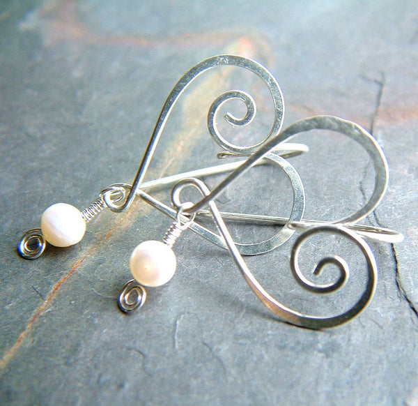 silver heart earrings