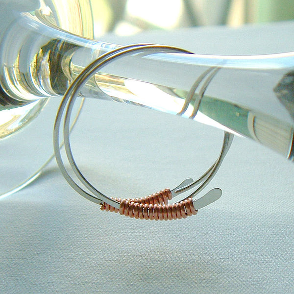 silver and copper hoops