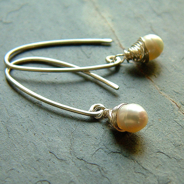 long hoops with pearl