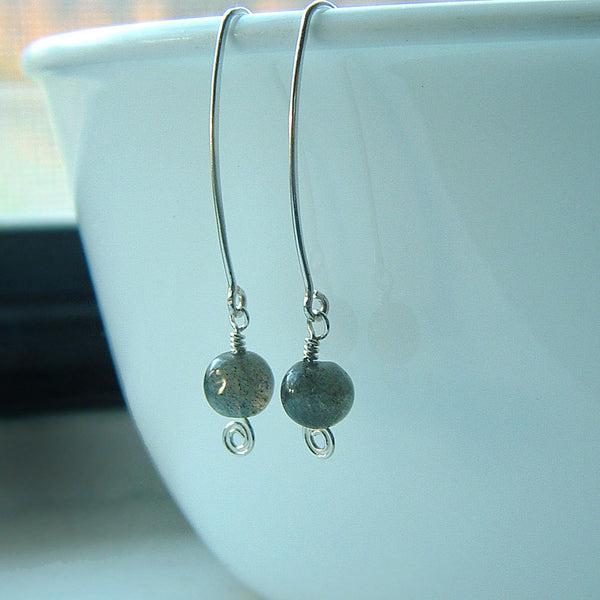Silver Labradorite Dangle Earrings