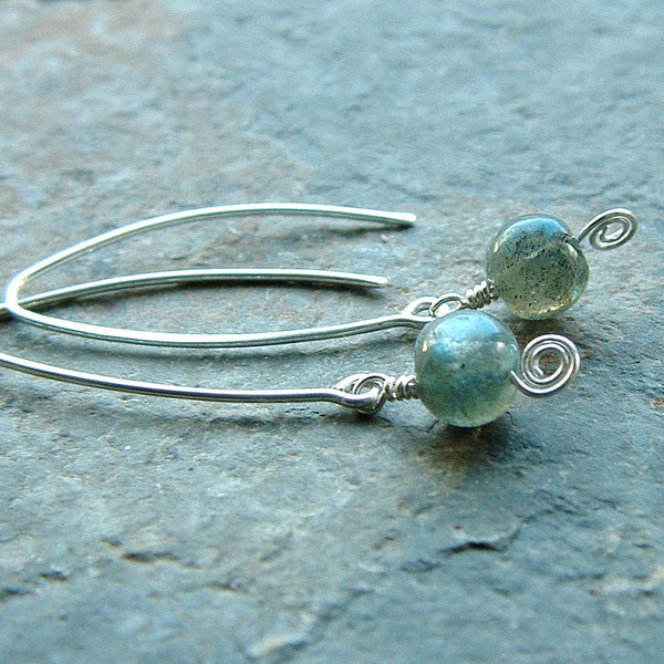 Silver Labradorite Dangle Earrings