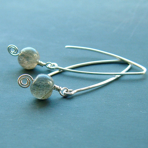 Silver Labradorite Dangle Earrings