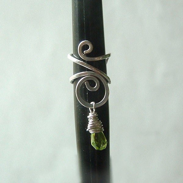 Silver Ear Cuff with Peridot Drop