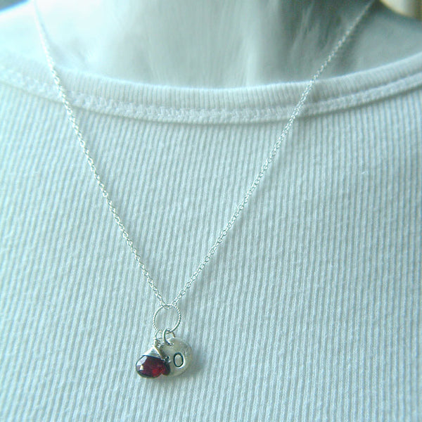Garnet and Silver XO Necklace