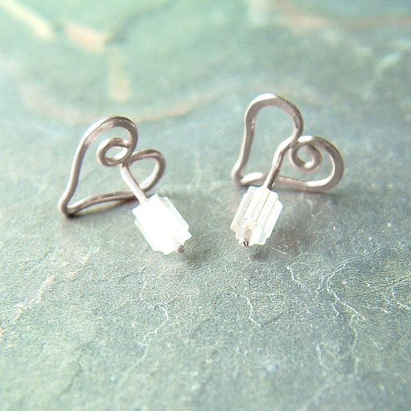 Small Heart Posts Earrings in Sterling Silver