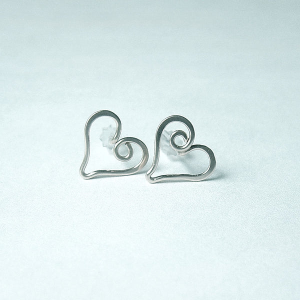 Small Heart Posts Earrings in Sterling Silver