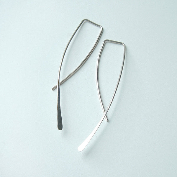 long modern threader earrings in silver
