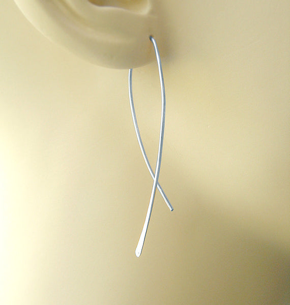 silver threader earrings long