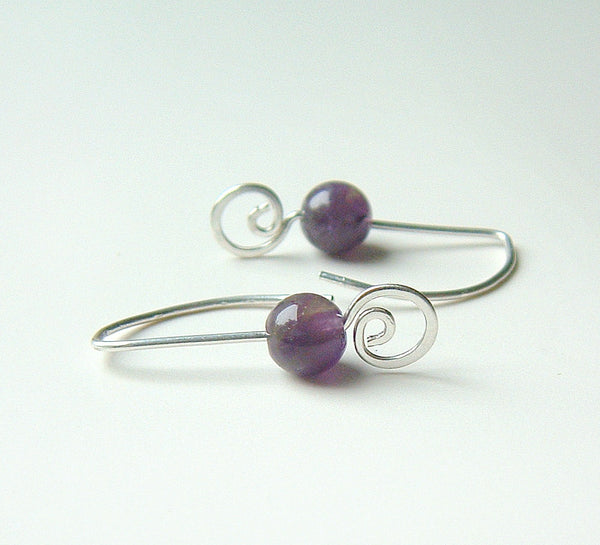amethyst coil earrings