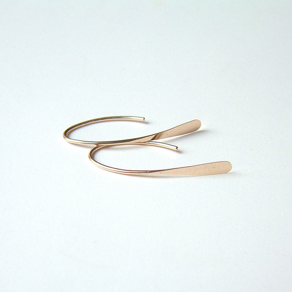 rose gold arc threader earrings