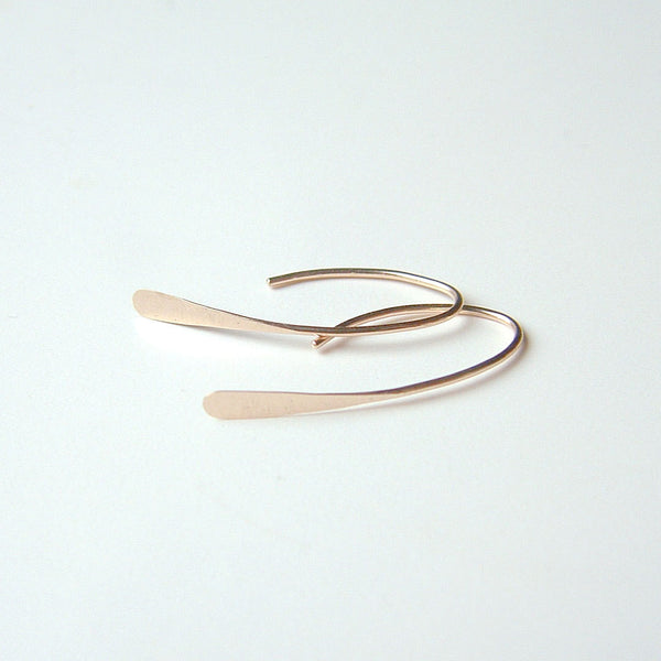 small gold arc threader earrings