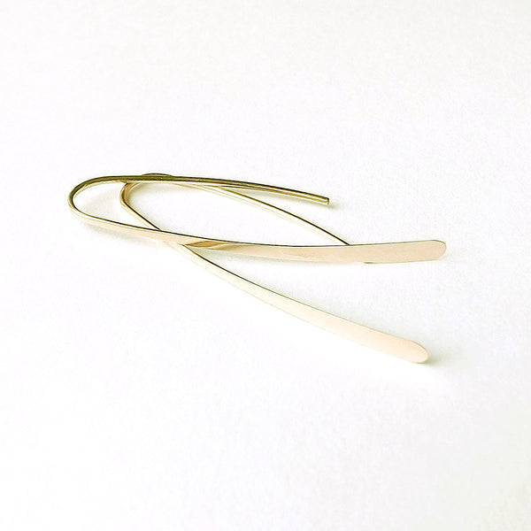 14k Gold Modern Wishbone Earrings