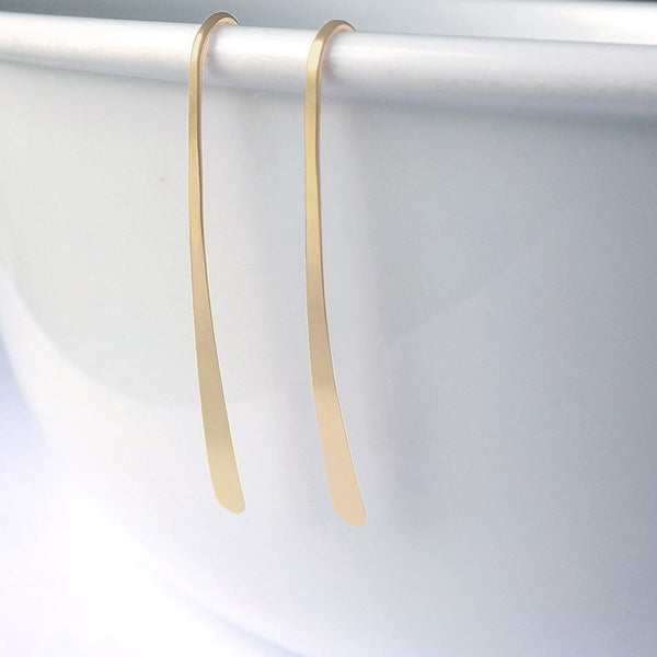 14k Gold Modern Wishbone Earrings