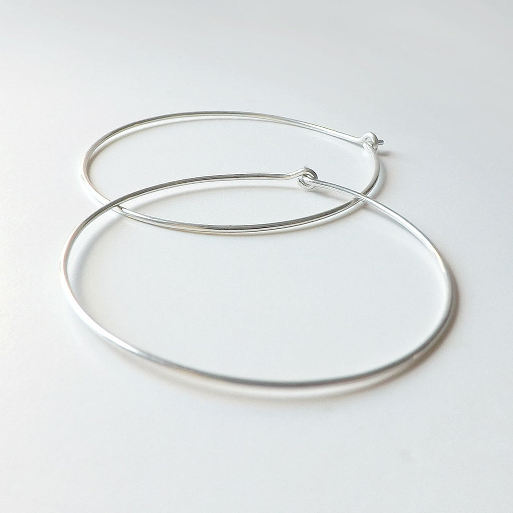 Sterling Silver Hoop Earrings Large 2 inch Hoops