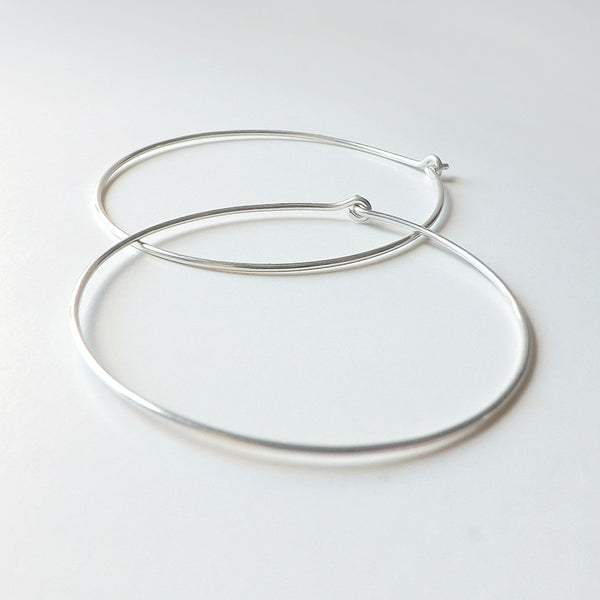 Sterling Silver Hoop Earrings Large 2 inch Hoops