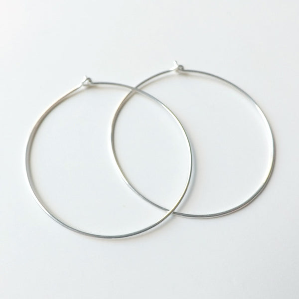 Sterling Silver Hoop Earrings Large 2 inch Hoops