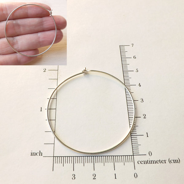Sterling Silver Hoop Earrings Large 2 inch Hoops
