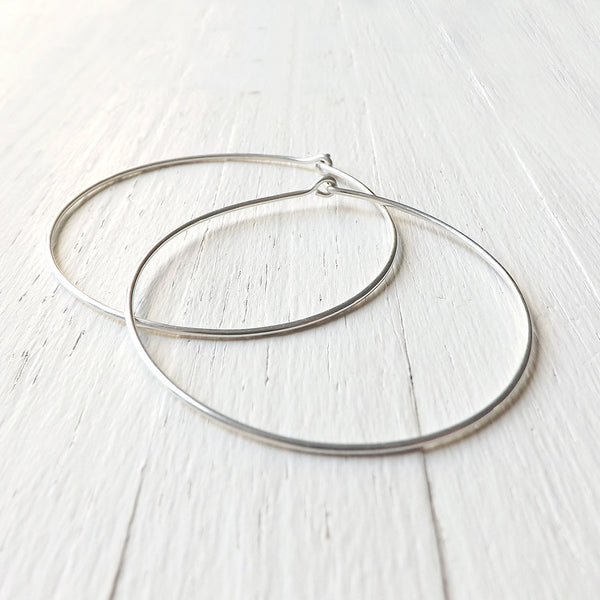 Sterling Silver Hoop Earrings Large 2 inch Hoops