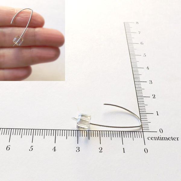 Clear Cube Earrings in Sterling Silver, Ice