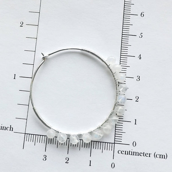 Sterling Silver Hoop Earrings Moonstone