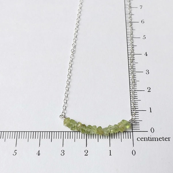Peridot Bar Necklace in Sterling Silver