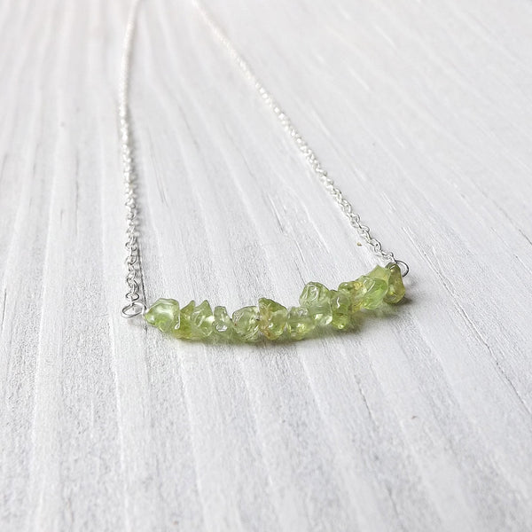 peridot bar necklace