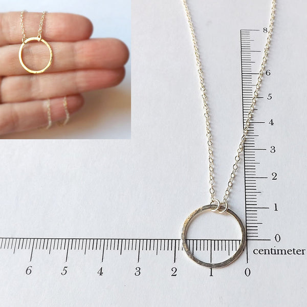 silver circle necklace measurement