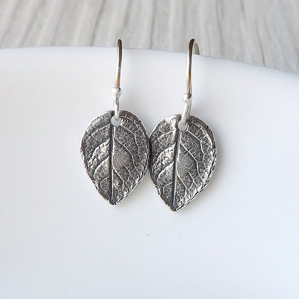 tiny leaf earring