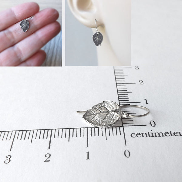silver leaf earring measurement