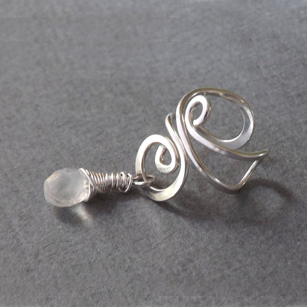 Sterling Silver Ear Cuff Silver Moonstone