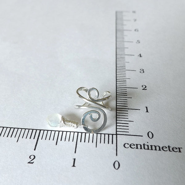 Sterling Silver Ear Cuff Silver Moonstone