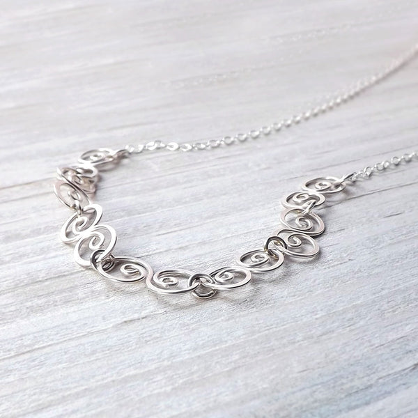 handmade silver link necklace