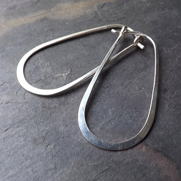 Silver Oval Hoop Earrings
