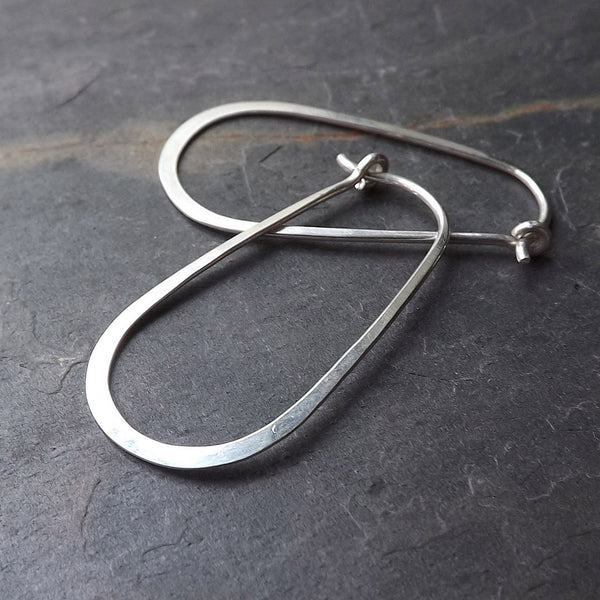 Silver Oval Hoop Earrings