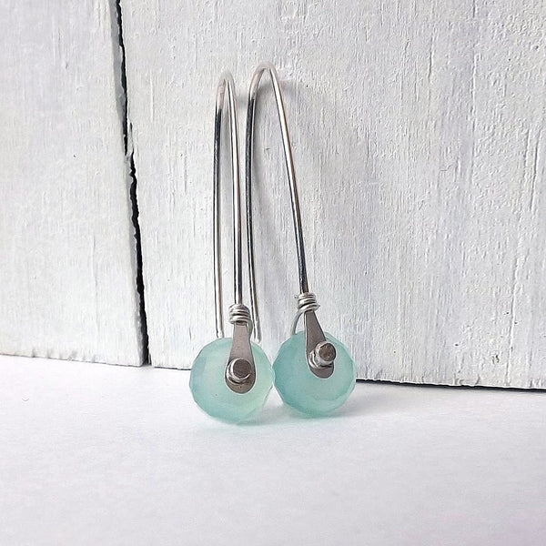 rivet earrings with chalcedony