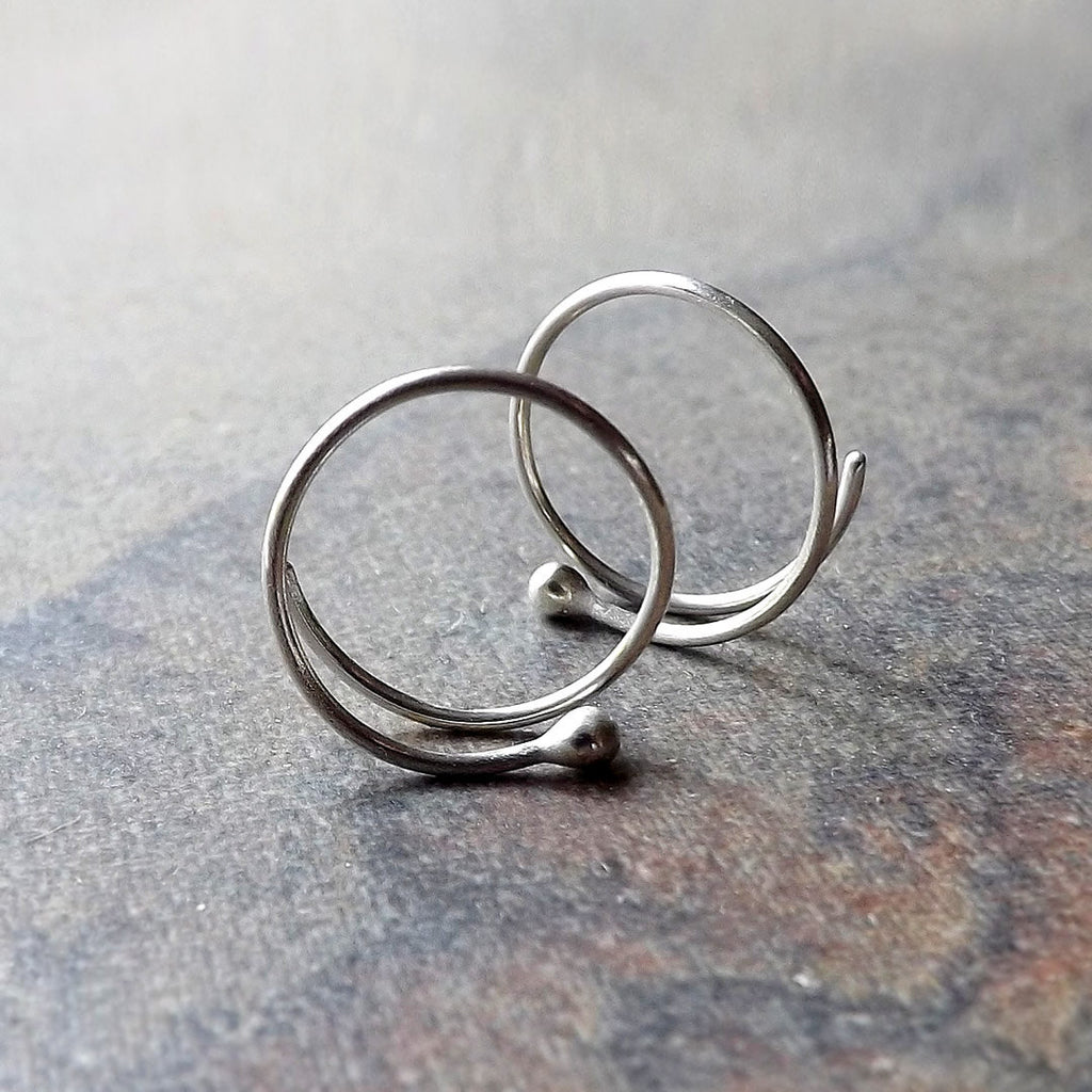Open Hoop Open Hoop Earrings Tiny Bud Coiled Hoops – kdavisstudios