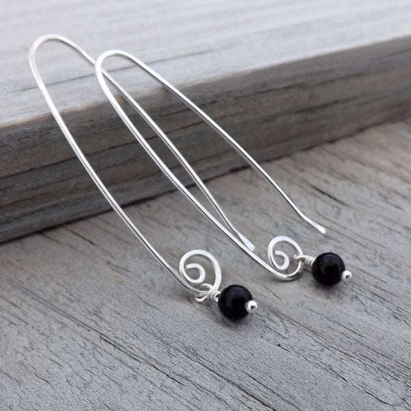 long silver earrings