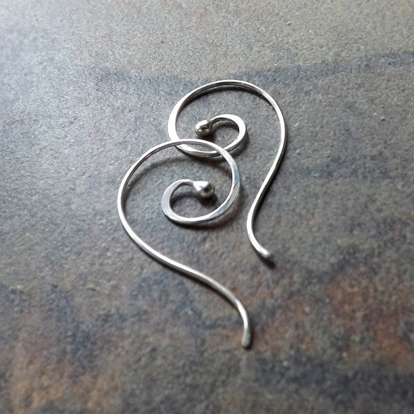 silver bud coil earrings