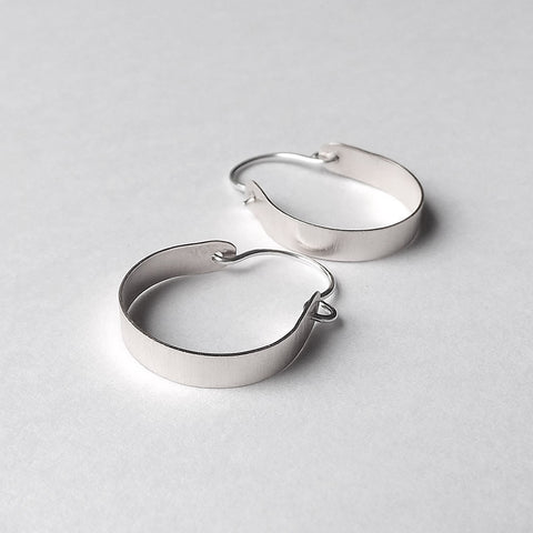 Silver Hoop Earrings, Small Basket Hoops