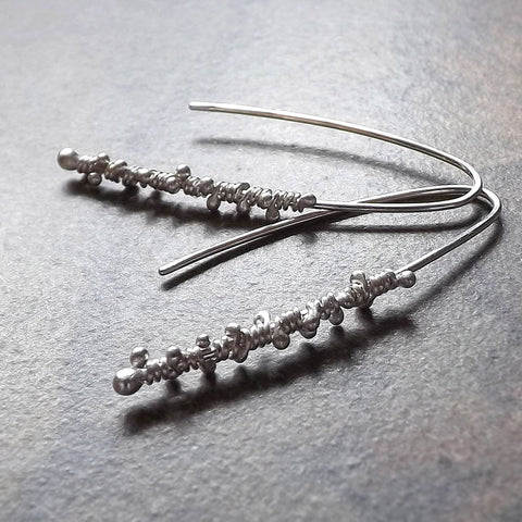 silver wrapped threader earrings