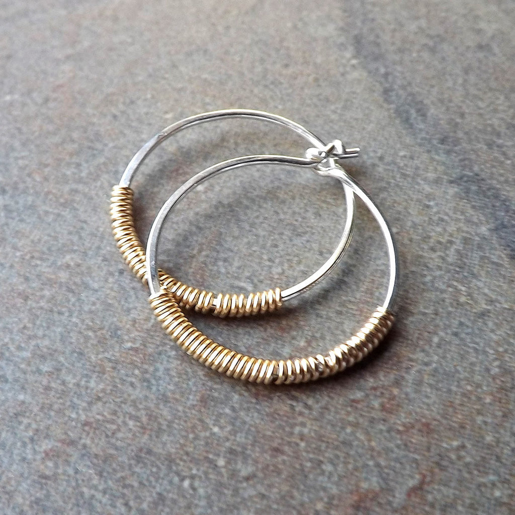 silver and gold hoops