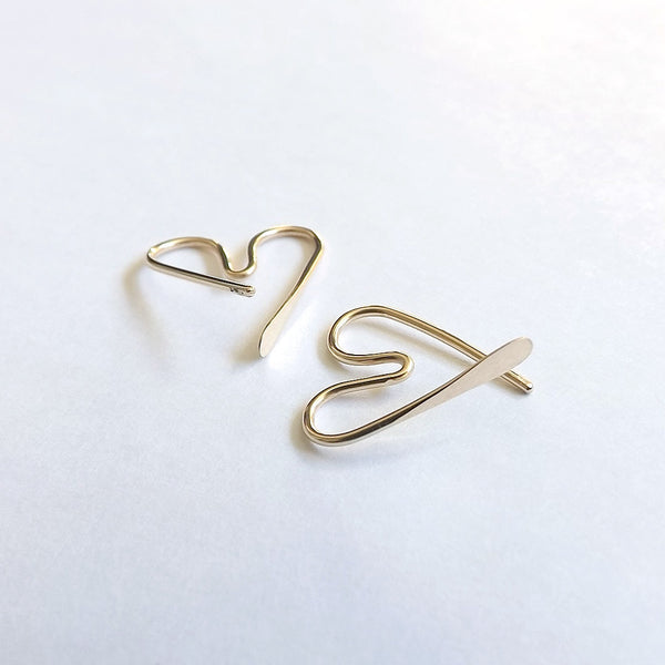 Heart Hoops Gold Filled Small Earrings